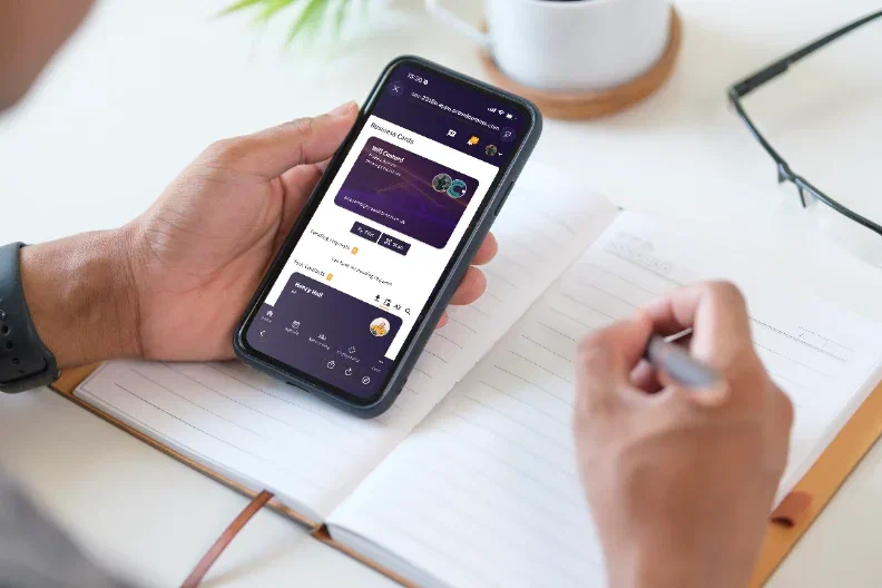 Digital business cards and follow-up on a phone after the event